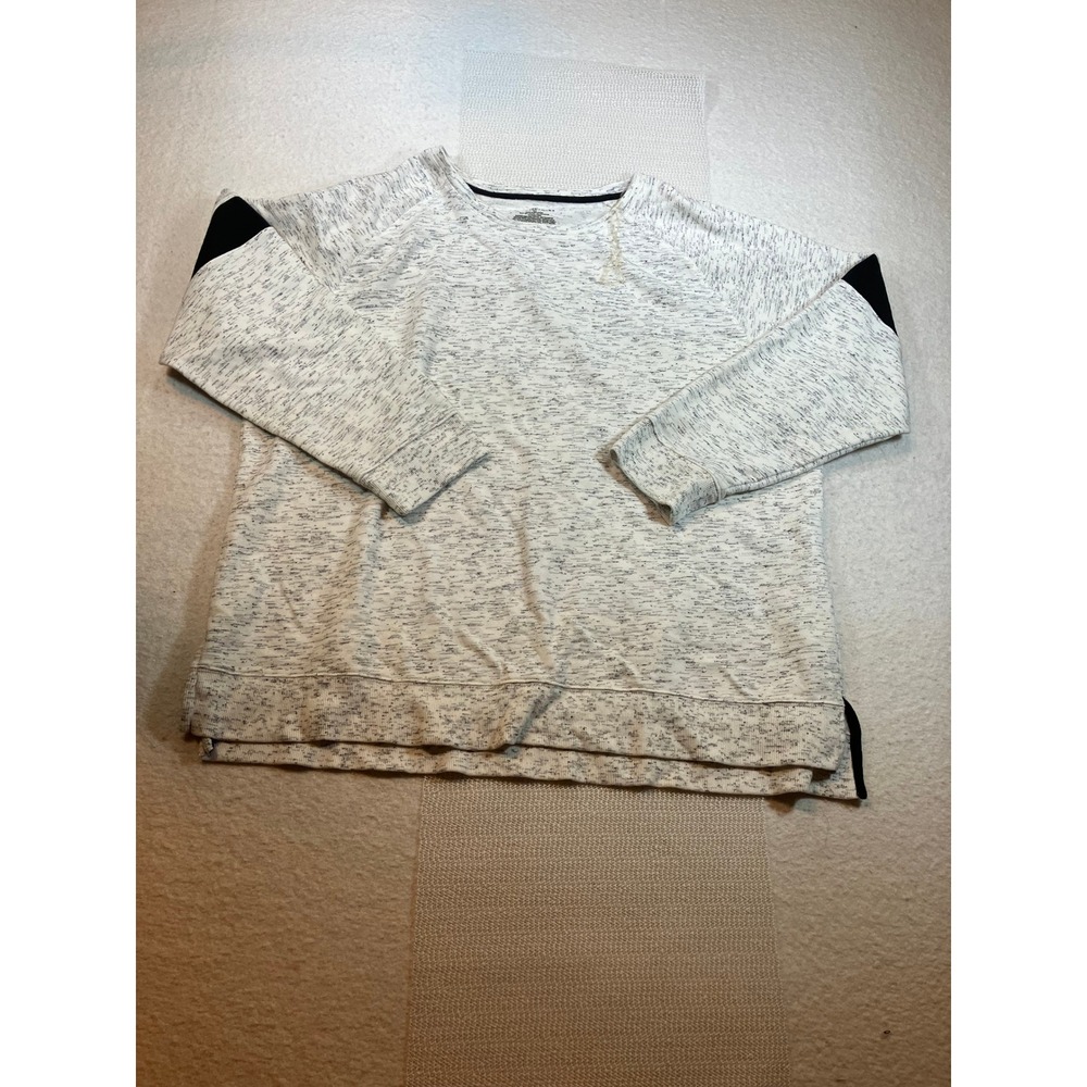 Bobbie Brooks Heathered Long Sleeve Shirt Womens 2X White Black Raglan Top